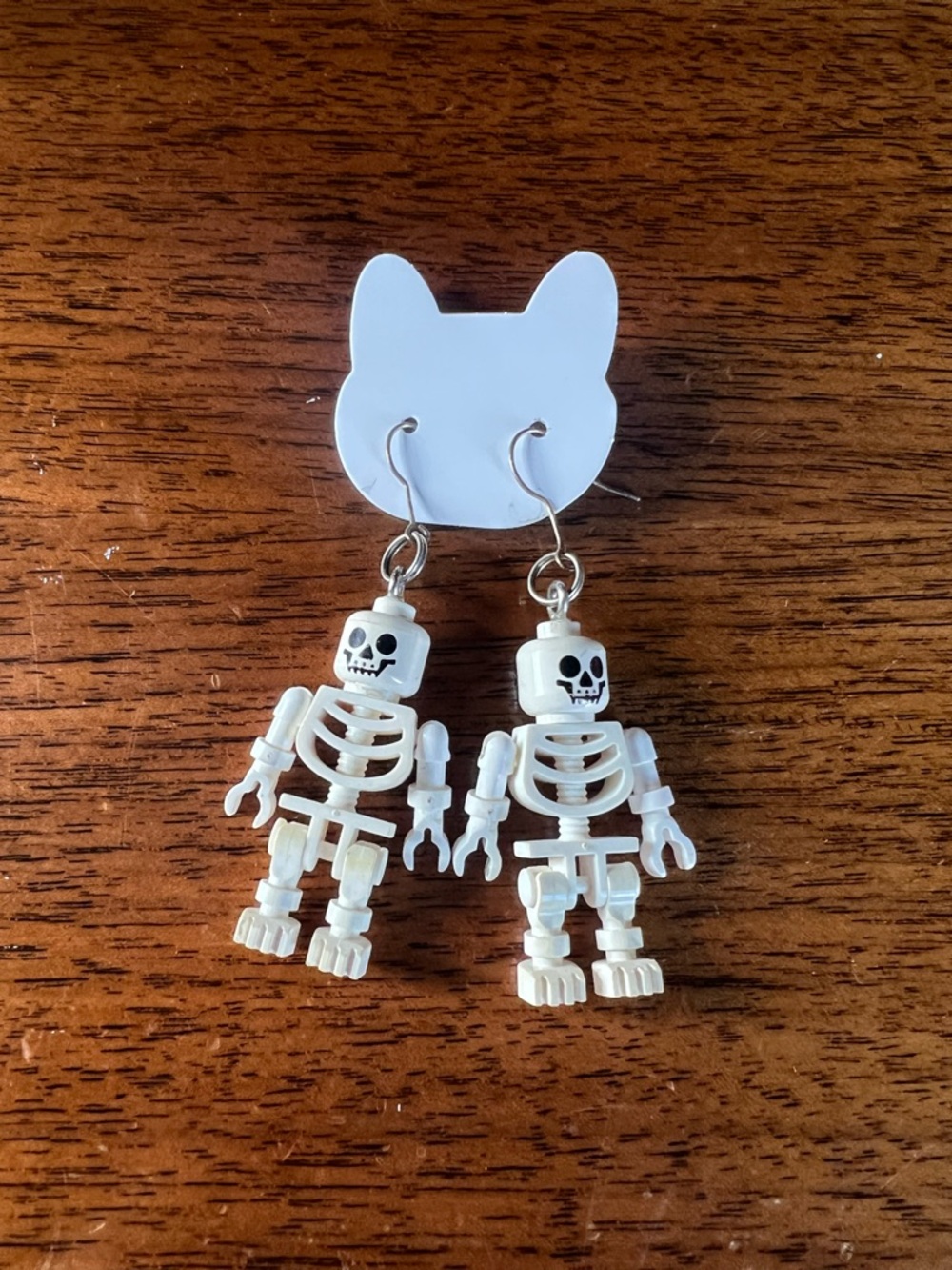 Lego White Skeleton Dangle Earrings